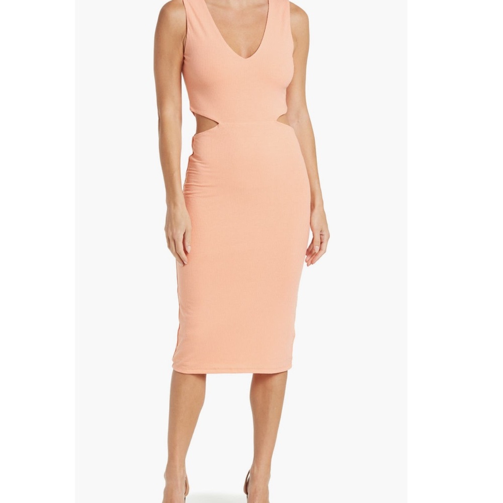 AFRM Peach Cutout Midi Dress